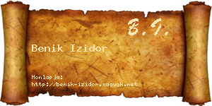 Benik Izidor névjegykártya